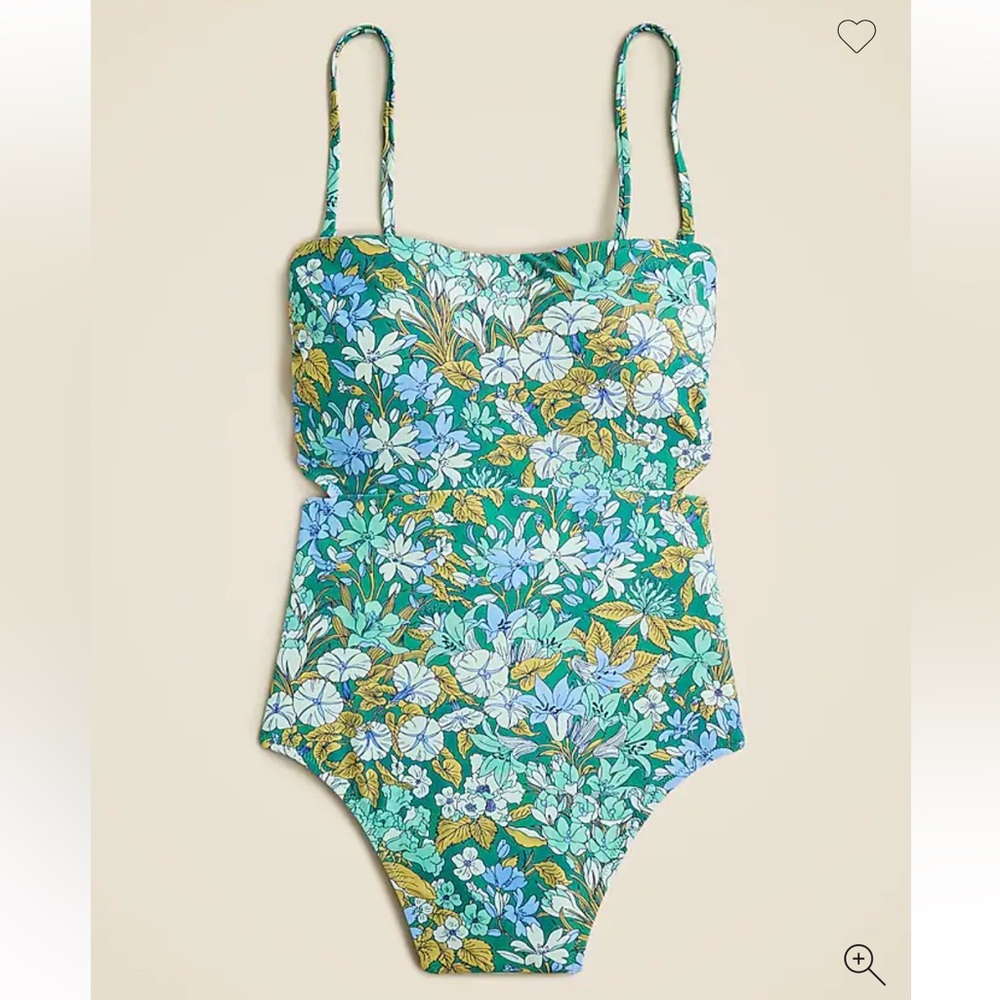 NWT J. Crew Cutout one-piece swimsuit in aqua blooms
